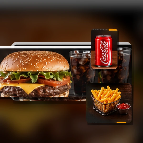 Et Hamburger + Kola + Cips